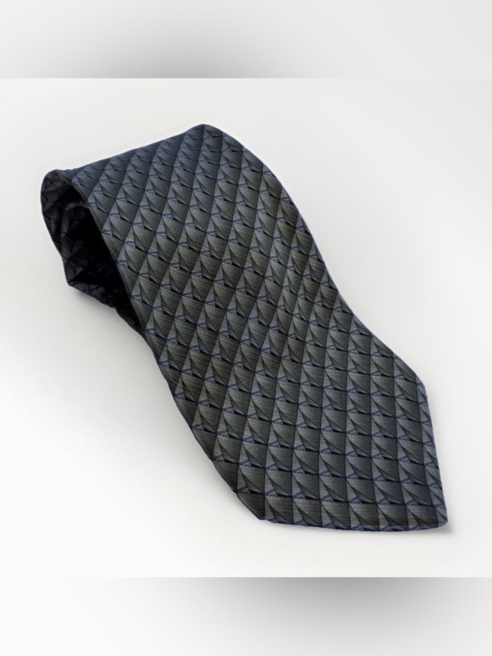 Arrow Silk Necktie Gray Olive Geometric Diamond Office Corporate Wedding 4”